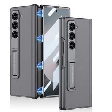 Per Samsung Galaxy Z Fold6 GKK Custodia per telefono con cerniera in pelle Phantom magnetica integrata con supporto (grigio montagna)