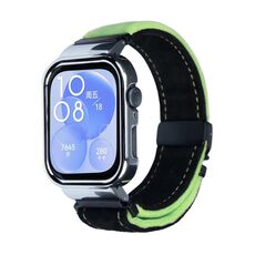 Per Huawei Watch Fit3 cinturino in metallo spazzolato con cornice argentata (nero verde erba)