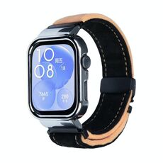 Per Huawei Watch Fit3 cinturino in metallo spazzolato con cornice argentata (nero arancione giallo)
