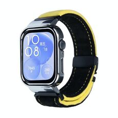 Per Huawei Watch Fit3 cinturino in metallo spazzolato con cornice argentata (nero giallo)