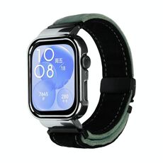 Per Huawei Watch Fit3 cinturino in metallo spazzolato con cornice argentata (nero verde militare)