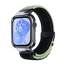 Per Huawei Watch Fit3 cinturino in metallo spazzolato con cornice argentata (nero verde)