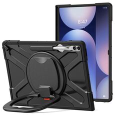 Per Samsung Galaxy Tab S10 Ultra / S9 Ultra Custodia per tablet ibrida in silicone con supporto e maniglia per PC (nero)
