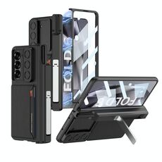 Per Samsung Galaxy Z Fold6 GKK Custodia per telefono con cerniera pieghevole magnetica integrata e scorrevole con slot per penna (nero)