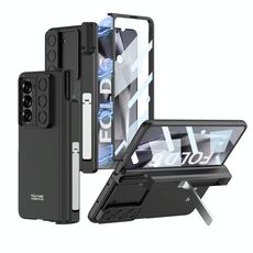 Per Samsung Galaxy Z Fold6 GKK Custodia per telefono con cerniera pieghevole magnetica integrata e lente scorrevole con slot per penna (nero)