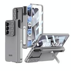 Per Samsung Galaxy Z Fold6 GKK Custodia per telefono con cerniera pieghevole magnetica integrata e lente scorrevole con slot per penna (grigio montagna)
