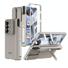 Per Samsung Galaxy Z Fold6 GKK Custodia per telefono con cerniera pieghevole magnetica integrata e lente scorrevole con slot per penna (grigio titanio)