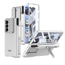 Per Samsung Galaxy Z Fold6 GKK Custodia per telefono con cerniera pieghevole magnetica integrata e lente scorrevole con slot per penna (argento)