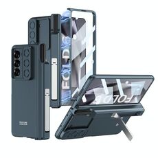Per Samsung Galaxy Z Fold6 GKK Custodia per telefono con cerniera pieghevole magnetica integrata e lente scorrevole con slot per penna (verde)