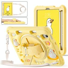 Per iPad mini 2024 / mini 6 Custodia per tablet PC ibrida in silicone con supporto rotante Duck (giallo)