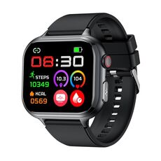 TK17 1.91 pollici Schermo Orizzontale Cinturino in Silicone Smart Watch Supporta ECG Elettrocardiogramma (Nero)