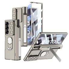 Per Samsung Galaxy Z Fold6 GKK Custodia per telefono PC con guscio corazzato pieghevole integrato con astuccio per penna (grigio titanio)