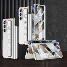 Per Samsung Galaxy Z Fold6 GKK Custodia per telefono con cerniera pieghevole magnetica integrata con cinturino da polso e portapenne (argento)