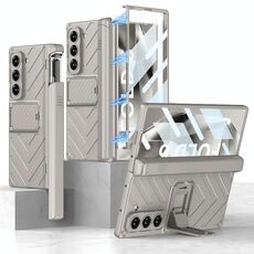 Per Samsung Galaxy Z Fold6 GKK Custodia per telefono con armatura magnetica integrata con custodia per penna (grigio titanio)