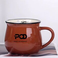 Tazza da acqua con pancia grande in ceramica stampata POD Stampa su richiesta (caffè)