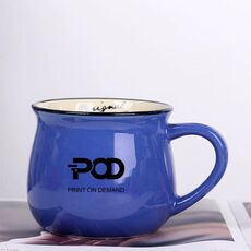 Tazza per acqua con pancia grande in ceramica stampata POD Stampa su richiesta (blu scuro)