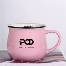 Tazza per acqua con pancia grande in ceramica stampata POD Stampa su richiesta (rosa)