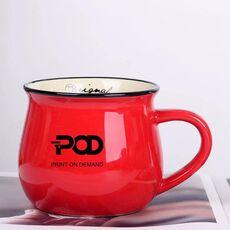 Tazza per acqua con pancia grande in ceramica stampata POD Stampa su richiesta (rosso)