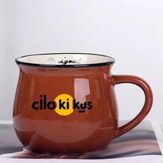 Cilokikus Tazza da acqua con stampa in ceramica grande a forma di pancia Stampa su richiesta (caffè)