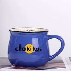 Cilokikus Tazza da caffè in ceramica stampata con pancia grande Tazza da caffè Stampa su richiesta (blu scuro)
