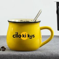 Tazza da acqua con pancia grande in ceramica stampata Cilokikus Stampa su richiesta (giallo)