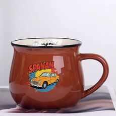 Tazza per acqua con stampa in ceramica con pancia grande e stampa su richiesta (caffè)