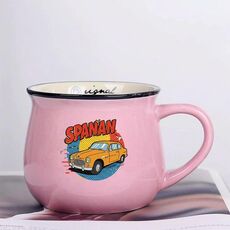 Tazza per acqua con stampa in ceramica con pancia grande e stampa su richiesta (rosa)