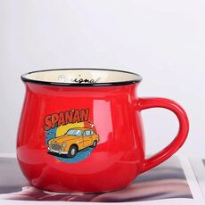 Tazza per acqua con pancia grande in ceramica stampata su auto, stampa su richiesta (rosso)