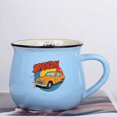 Tazza per acqua con pancia grande in ceramica stampata su auto, stampa su richiesta (azzurro cielo)