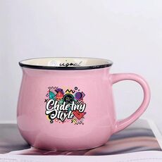 Tazza per acqua con pancia grande in ceramica stampata con graffiti Stampa su richiesta (rosa)