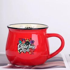 Tazza per acqua con pancia grande in ceramica stampata con graffiti Stampa su richiesta (rosso)