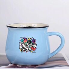 Tazza per acqua con pancia grande in ceramica stampata con graffiti Stampa su richiesta (azzurro cielo)