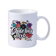 Tazza da latte in ceramica bianca semplice stampata con graffiti, tazza da acqua, stampa su richiesta
