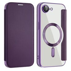 Per iPhone 16e Shield MagSafe RFID Antifurto Custodia in Pelle per Telefono (Viola)