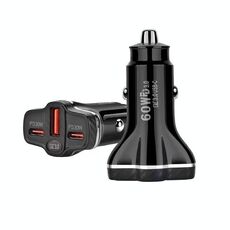 Caricabatterie per auto multiporta USB QC3.0 da 78 W PD30W x 2 + (nero)