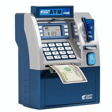 Bancomat simulato, Smart Password Card Swipe, salvadanaio per bambini (blu)