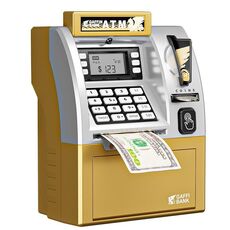 Bancomat simulato con password intelligente, salvadanaio per bambini (oro)