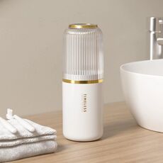 Contenitore da viaggio trasparente per spazzolino da denti, dentifricio, contenitore per la conservazione, organizer 2 in 1, bianco