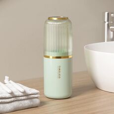 Contenitore da viaggio trasparente per spazzolino da denti, dentifricio, contenitore per la conservazione, organizer 2 in 1, verde