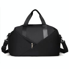 Borsa da viaggio di grande capacità, borsa da palestra, borsa da nuoto, borsa a tracolla per yoga, separazione asciutta e bagnata (nera)