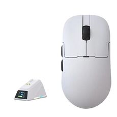 Ajazz AJ159 APEX Mouse da gioco PAW3395 Wireless Tri-Mode leggero con dock di ricarica Mouse (bianco)