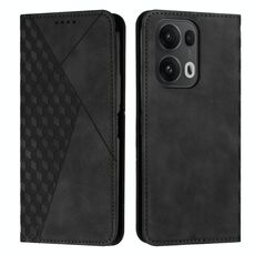 Per OPPO Reno13 Pro Custodia per telefono in pelle magnetica con effetto pelle con giunzione a diamante globale (nero)