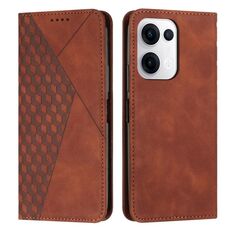Per OPPO Reno13 5G Global Diamond Splicing Skin Feel Custodia magnetica in pelle per telefono (marrone)