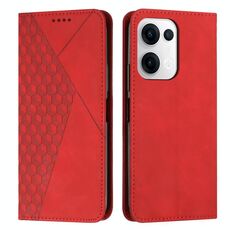 Per OPPO Reno13 5G Custodia per telefono in pelle magnetica con effetto pelle con giunzione a diamante globale (rosso)