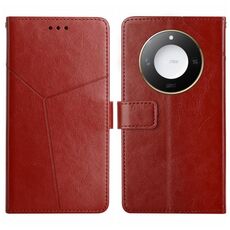 Custodia per telefono in pelle con motivo a Y per Honor X9c Smart (marrone)