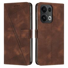 Per OPPO Reno13 Pro Global Dream Triangle Custodia in pelle per telefono con cordino (marrone)