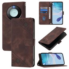 Per Honor X9c Smart 5G Custodia per telefono in pelle goffrata effetto pelle globale (marrone)