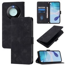 Per Honor X9c Smart 5G Custodia per telefono in pelle goffrata effetto pelle globale (nero)
