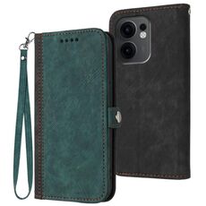 Per OPPO Reno13 F 4G / 5G Custodia in pelle con cinturino a doppia piega con fibbia laterale (verde scuro)