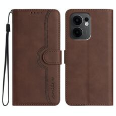 Per OPPO Reno13 F 4G / 5G Custodia in pelle con motivo a cuore (marrone)